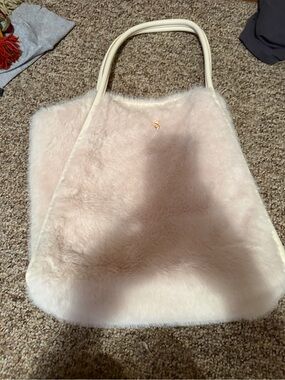 Victoria’s Secret Faux Fur Tote Bag - Cream Pink